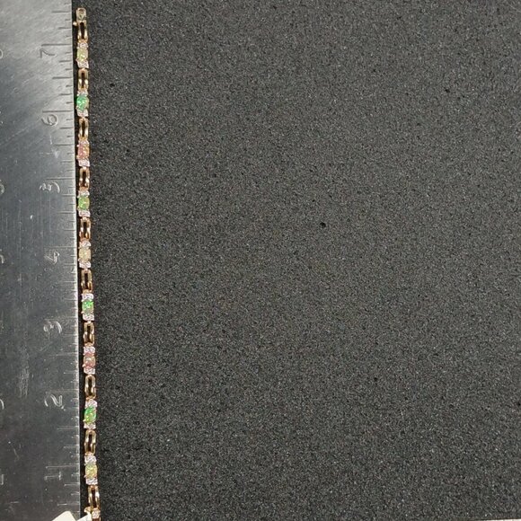 24K Gold Over Sterling Silver Lab-Created Opal Bracelet 7¼" 10g FMC NWT - Picture 3 of 13